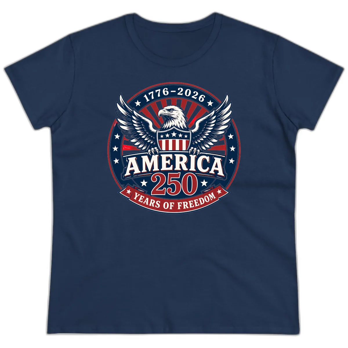 America 250 Years Of Freedom Celebration Ladies Tee in Navy